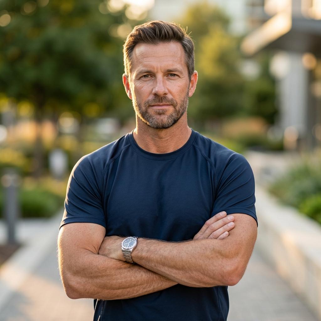 Active man in his 40s representing testosterone replacement therapy candidacy