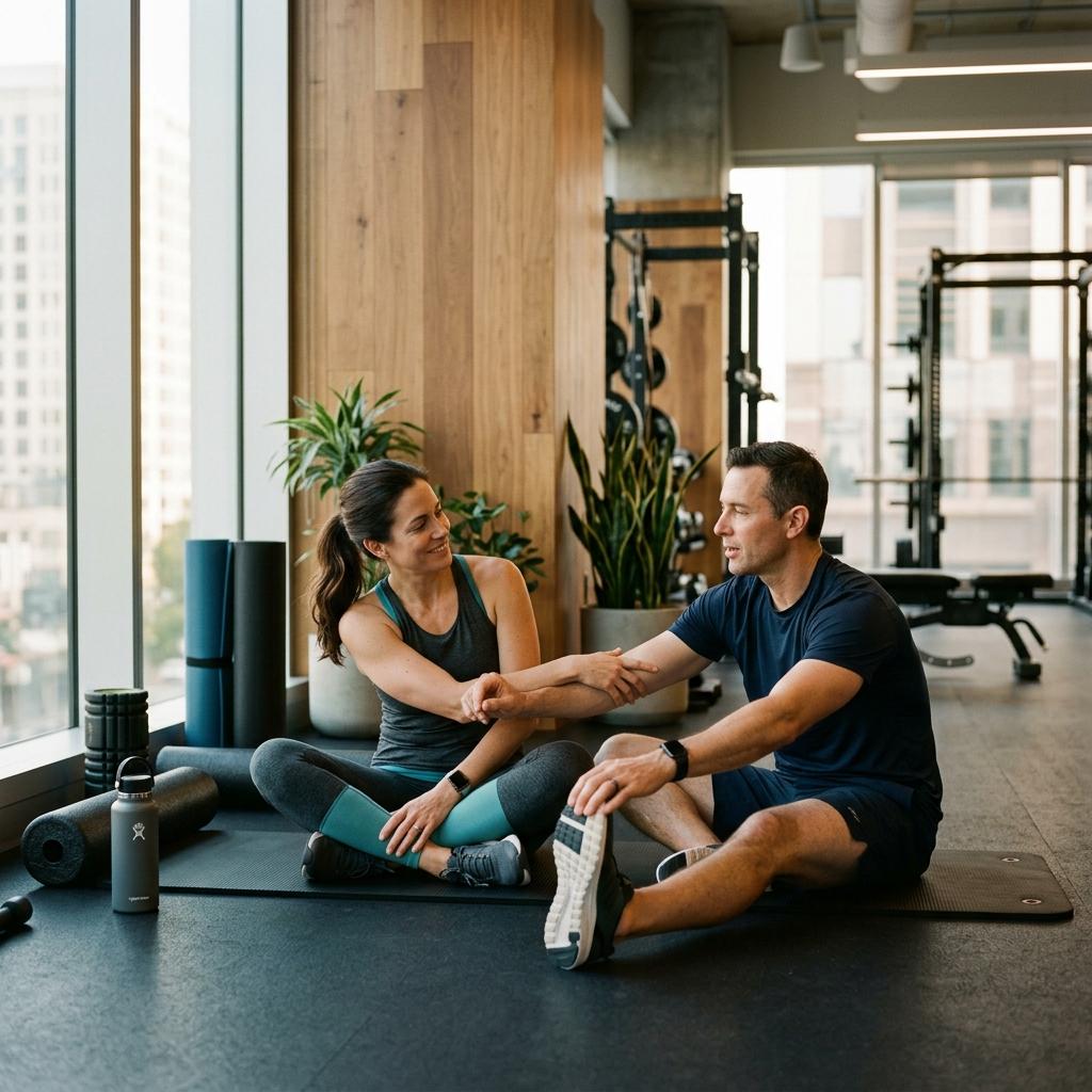 Athletic couple recovering after workout representing wellness therapy programs